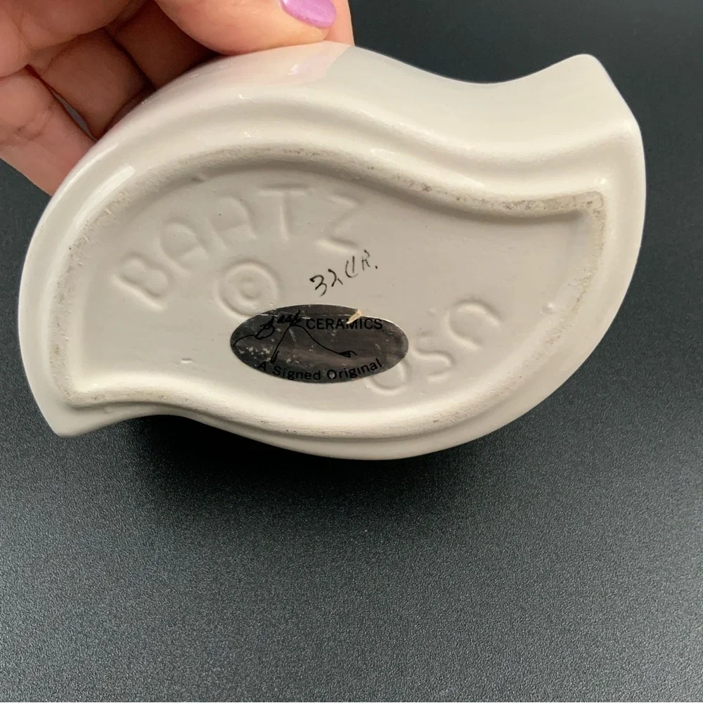 Signed Barbara Baatz USA Pottery Blossom Art Trinket Box Minimalist MCM